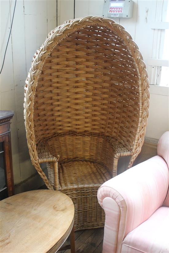 Hooded wicker chair